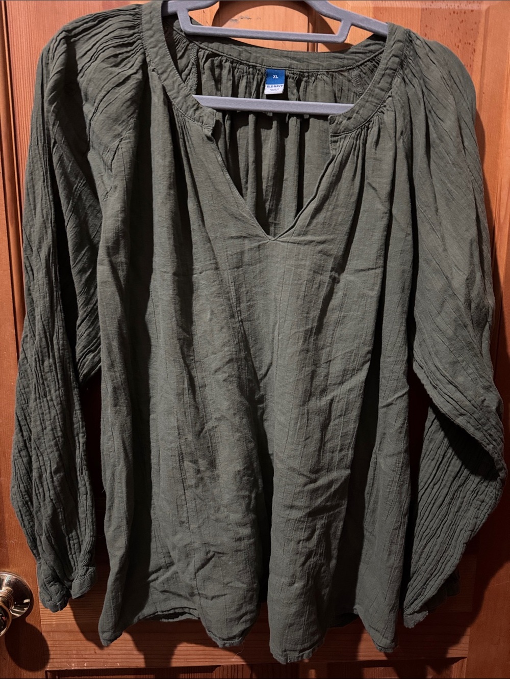 Women's Old Navy Olive Green Peasant Blouse